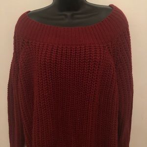 Fashion Nova distressed off shoulder sweater NWOT